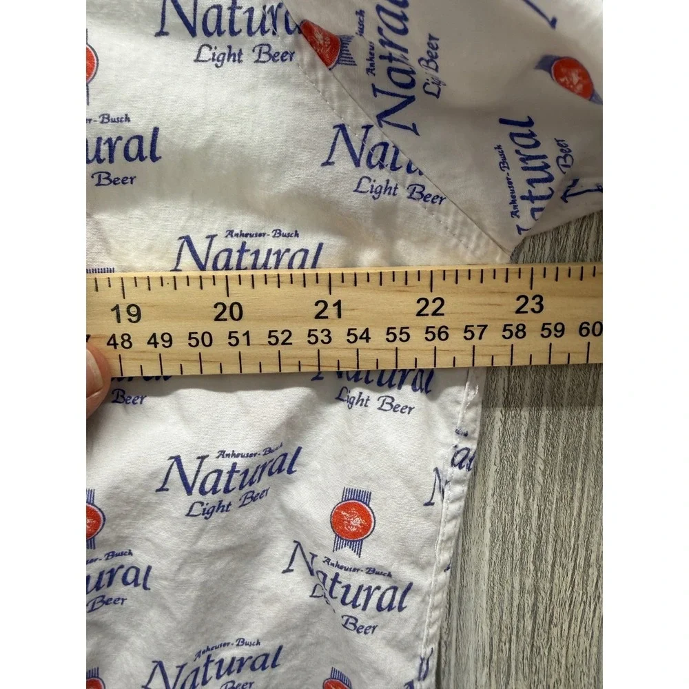Brew City Natural Light Beer Mens Large All Over Print Button Down Shirt White